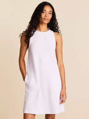 Lou & Grey Purple & White Checkered Sleeveless Mini Dress